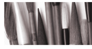 close up of fine paint brushes